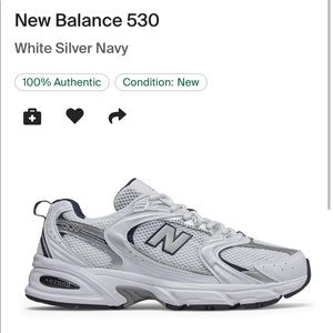 NWT New Balance 530 White Silver Navy
